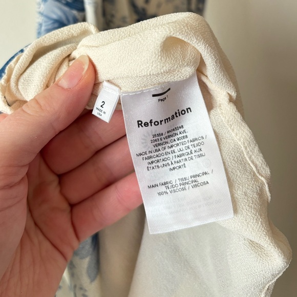 Reformation Nikita Dress in Pompadour Blue White Floral Midi Spring Size 2 - Picture 14 of 15